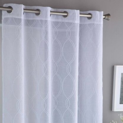 CURTAIN - white pattern sheer w/silver “Cristel”