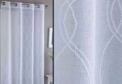 CURTAIN - white pattern sheer w/silver “Cristel” - Image 2