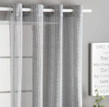 CURTAIN SHEER - dark grey stripe “Lali”