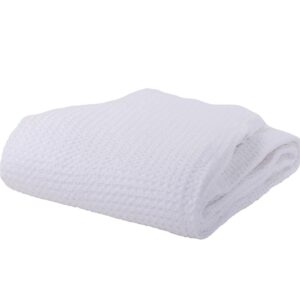 PIQUET BLANKET/THROW - WHITE 100%cotton