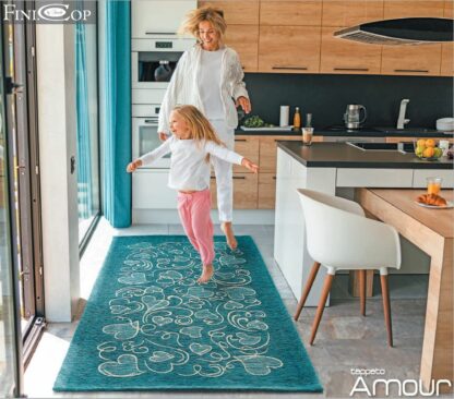 CARPET HEARTS BLUE Amour 55x115cm