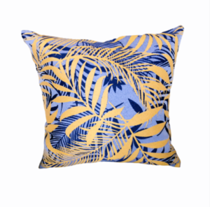 OUTDOOR - CUSHION BLUE-YELLOW LEAVES 40x40cm