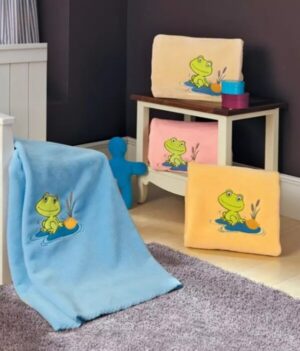 BABY BLANKET salmon pink FROG 80x110cm