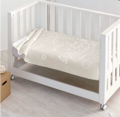 BABY BLANKET CREAM 110 X 140cm des. 6638 teddy bears
