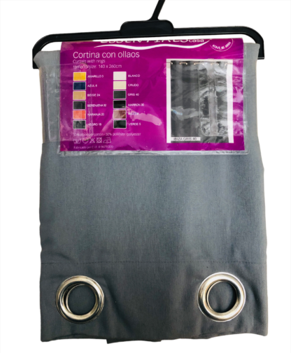 CURTAIN -  GREY PLAIN polycotton "Visat"