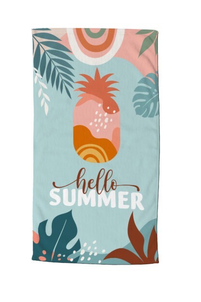 BEACH TOWEL 100x180cm poly velour - HELLO SUMMER