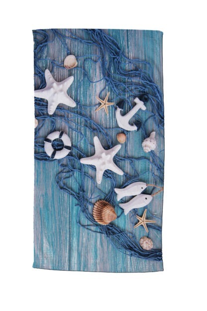 BEACH TOWEL 100 x 180 cm poly velour - BLUE