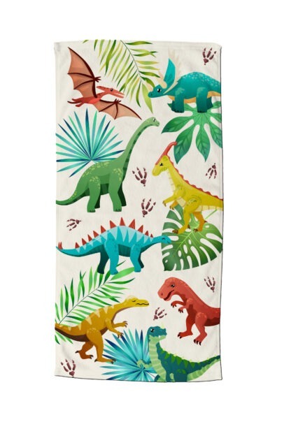 BEACH TOWEL 75x150 cm poly velour - DINOSAURS