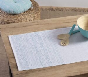 TABLE RUNNER "GREYSON" AQUA 45x140cm