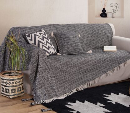 SOFA THROW - BLACK "ZACKREN" - different sizes