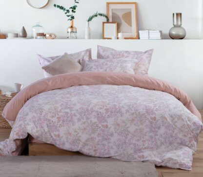 BEDSHEET SET "Frezia SALMON" (flat,fitted sheet + pillow case)