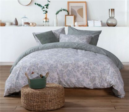BEDSHEET SET "Frezia AQUA (flat,fitted sheet + pillow case)