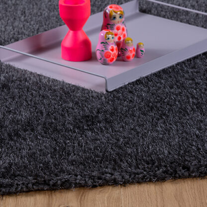 CARPET "EMILIA" dark grey plain shaggy 160x230cm - Image 2