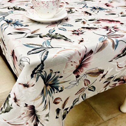 TABLE CLOTH - beige flowers 140x240