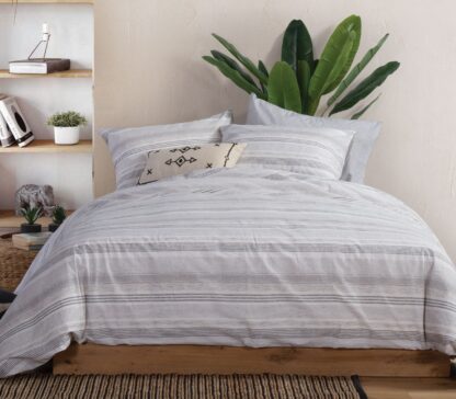BEDSHEET SET "CANFIELD GREY" (flat,fitted sheet + pillow case)