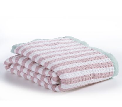CHILDREN BLANKET/THROW  STRIPE  - GREY/PINK/BLUE 160x240 - Image 6