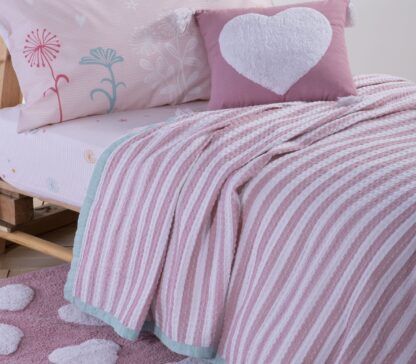 CHILDREN BLANKET/THROW  STRIPE  - GREY/PINK/BLUE 160x240 - Image 7