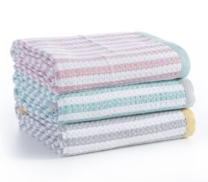 CHILDREN BLANKET/THROW  STRIPE  - GREY/PINK/BLUE 160x240 100%cotton