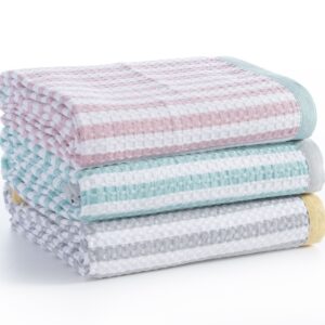 CHILDREN BLANKET/THROW  STRIPE  - GREY/PINK/BLUE 160x240 100%cotton