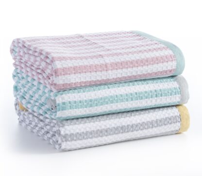 CHILDREN BLANKET/THROW  STRIPE  - GREY/PINK/BLUE 160x240