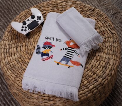CHILDREN TOWEL SET "SKATE" GREY 2PCS