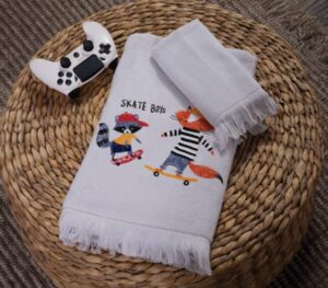 CHILDREN TOWEL SET "SKATE" GREY 2PCS