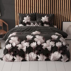 QUILT COVER - FLOWERS BLACK 200x200/220cm