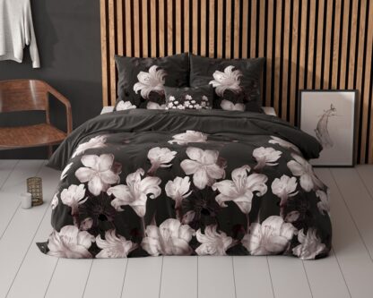 QUILT COVER - FLOWERS BLACK 200x200/220cm