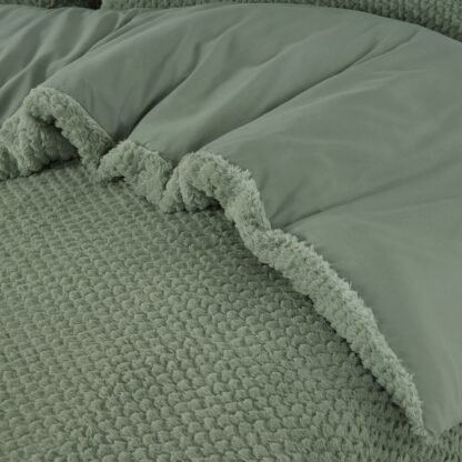 FLEECE QUILT COVER TEDDY FUR - GREEN 200x200/220cm - Image 5