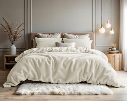 FLEECE QUILT COVER TEDDY - BEIGE 240x200/220cm