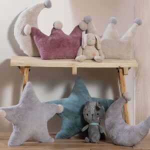 FLUFFY BABY CUSHIONS - STARS & CROWN