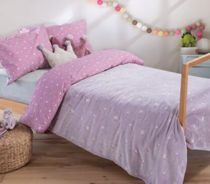 BLANKET - GLOWING STARS  pink/blue SINGLE BED 160x220