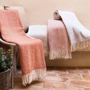 PLAID MARINA 130x160cm - CREAM, RUST ORANGE