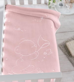 BABY BLANKET PINK 110 X 140cm des. 6654 teddy bear