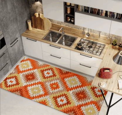 CARPET GEOMETRIC Avana ORANGE 65x110cm