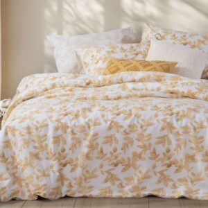 BEDSHEET SET "SENCIL YELLOW" 100% cotton (flat,fitted sheet + pillow case)