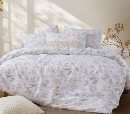 BEDSHEET SET "SENCIL GREY" (flat,fitted sheet + pillow case)