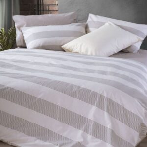 BEDSHEET SET "CASUAL STRIPE  GREY" 100% cotton (flat,fitted sheet + pillow case)