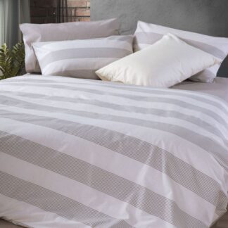 BEDSHEET SET "CASUAL STRIPE  GREY" (flat,fitted sheet + pillow case)