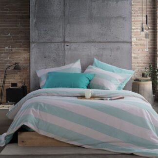 BEDSHEET SET "CASUAL STRIPE BLUE" (flat,fitted sheet + pillow case)