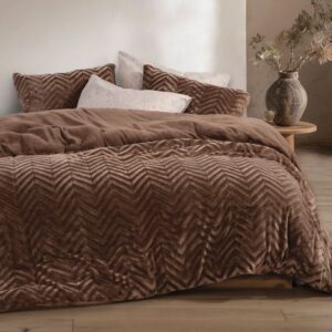 JACQUARD FLANNEL QUILT COVER SET - CARMEN BROWN