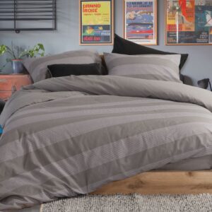 COTTON BEDSHEET SET CASUAL STRIPE DARK GREY
