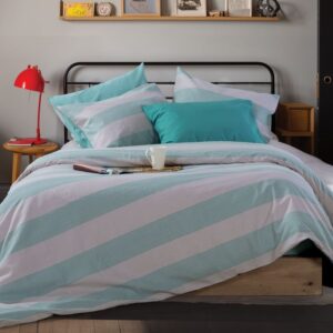 COTTON QUILT COVER CASUAL STRIPE PETROL
