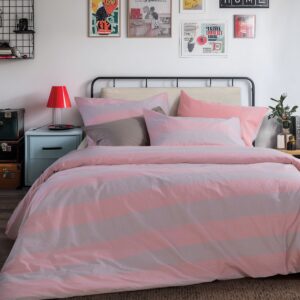 COTTON BEDSHEET SET CASUAL STRIPE PEACH
