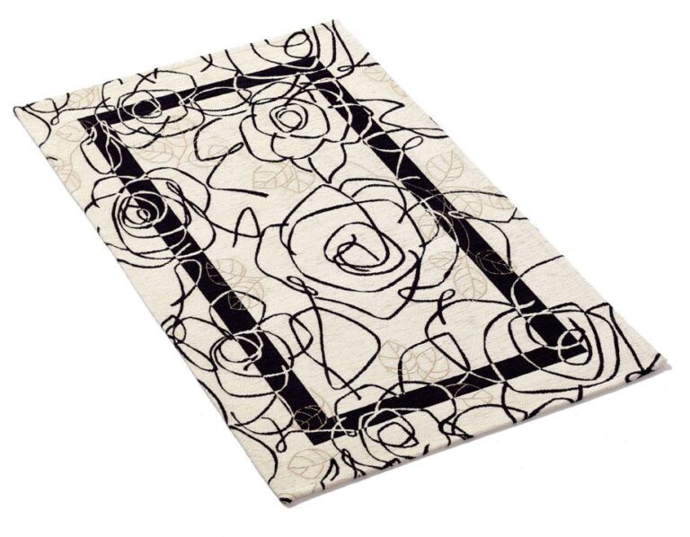 CARPET Camelia Black Flowers 65x110