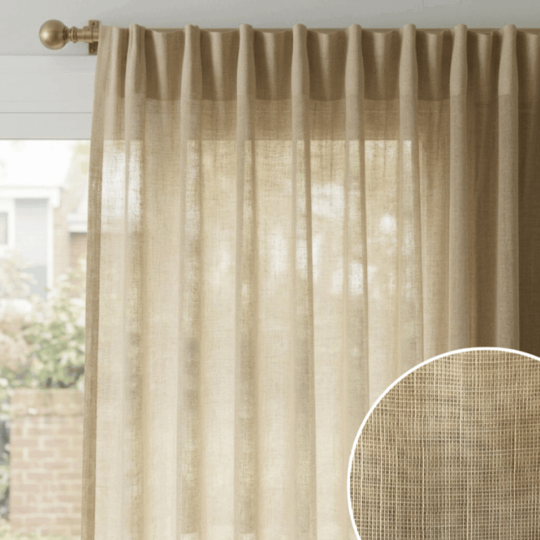 Sheer curtain Olivia beige 200×290 cm with light transparent fabric