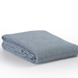 Dusty blue cotton pique blanket 220×240 cm