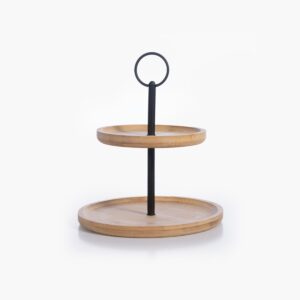 Lendar two-tier serving stand with handle for displaying and serving snacks, desserts, and treats.