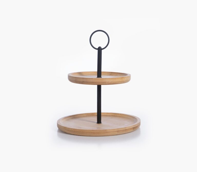 Lendar two-tier serving stand with handle for displaying and serving snacks, desserts, and treats.