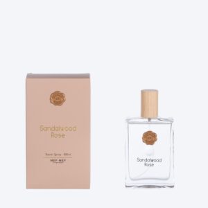Sandalwood Rose room freshener spray with elegant floral and woody fragrance notes.